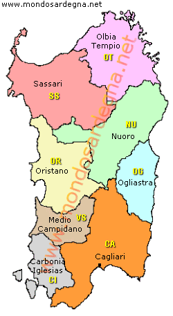 Nuevas provincias en Cerdea